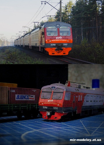 №13610 - Электропоезд ЭД4М-0393 (Перекрас модели от Mungojerrie) из бумаги