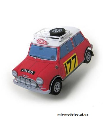 №13700 - Mini Cooper S Monte Carlo Rally 1967 (Ichiyama's Paper Cards) из бумаги