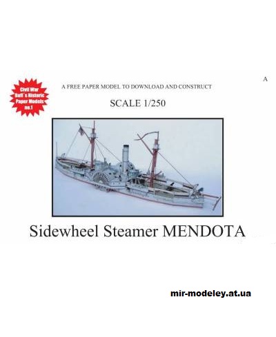 №13729 - Монитор USS Mendota Sidewheel Steamer (Magnus Mörck 01) [Models n' Moore] из бумаги