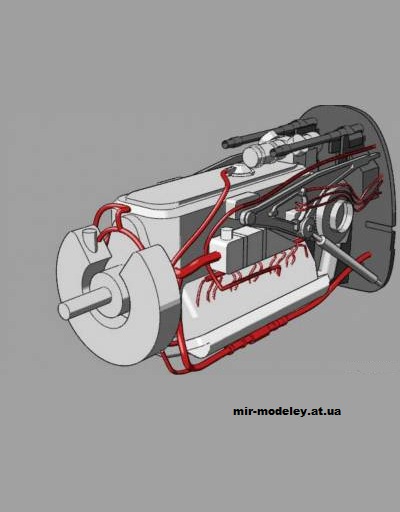 №13755 - Авиационный двигатель Daimler-Benz-DB 601 из бумаги