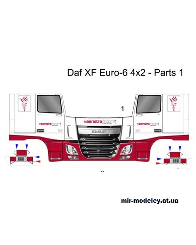 №13817 - Седельный тягач DAF-XF Euro-6 + Krone trailer Veenstra [Перекрас ZMK] из бумаги