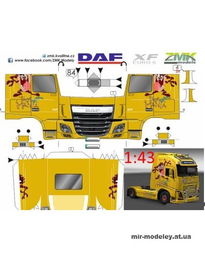 №13816 - Седельный тягач DAF XF Euro 6 TazMania (Перекрас ZMK) из бумаги