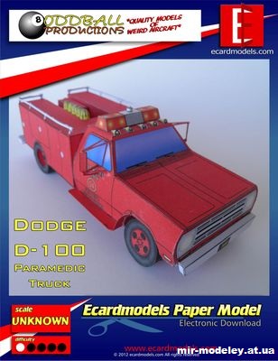 №13837 - Медицинский пикап Dodge D-100 Paramedic (Murph's Models) из бумаги