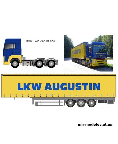 №13820 - MAN TGA 26-440 6x2 LKW Augustin + Schwartzmuller из бумаги