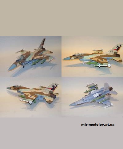 №13858 - Многоцелевой истребитель F-16A Block 10 (Paper Aircraft Models) из бумаги