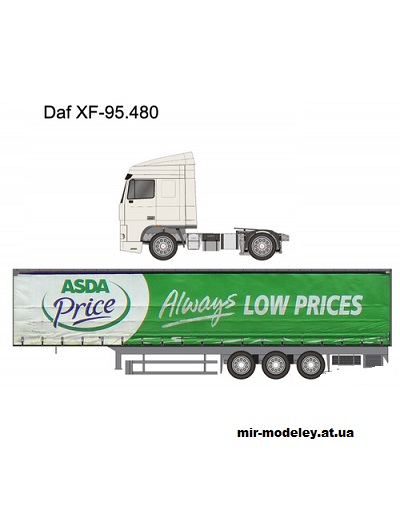 №13822 - Седельный тягач DAF XF-95 + Schmitz trailer ASDA Price [Перекрас ZMK] из бумаги