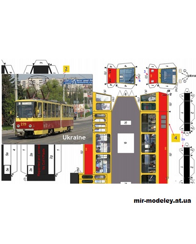 №13988 - CKD Tatra KT4Dm Ukraine (Petr Kudrej PK011 - cut 'n' paste) из бумаги