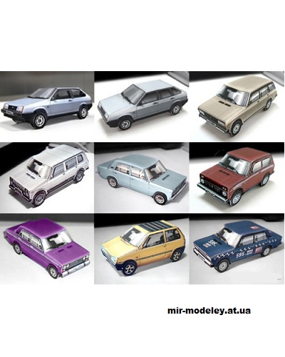 №14077 - Набор несложных моделей автомобилей ВАЗ и ВИС (Владислав Vladsity Тарнавский + конверсии) из бумаги