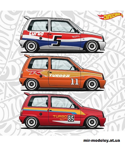 №14093 - ВАЗ-1111 «Ока» - 11 вариантов авторских ливрей (Тимофей Демьяненко и Алексей Киржаев) из бумаги