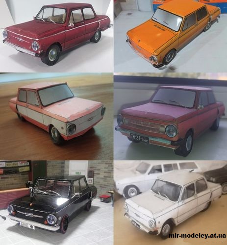 №14086 - ЗАЗ-966/968А «Запорожец» (Евгений Шамов - Антон Ширимов - Родмай Ноговицин) из бумаги