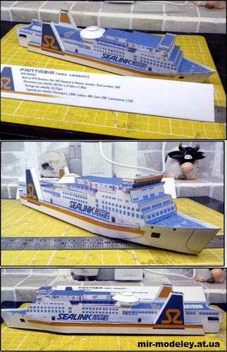 №14042 - Грузопассажирский круизный паром MV Fantasia 1990 (CebsModels) из бумаги