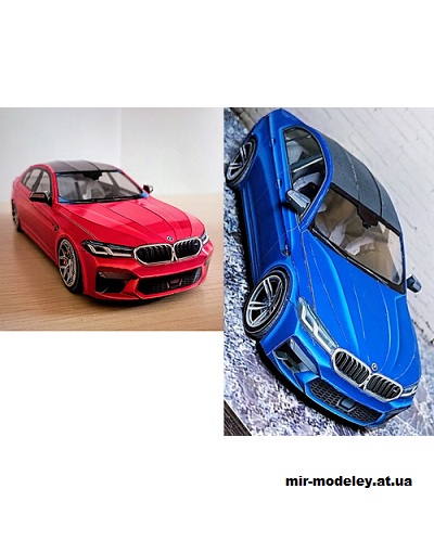 №14190 - BMW M5 F90 - 20 цветов кузова (Алексей Киржаев, Александр Рубан, Никита Муминов) из бумаги