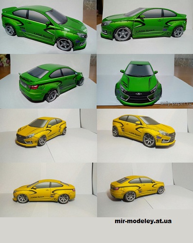 №14152 - Lada Vesta купе в обвесе Рокет Банни - 6 вариантов цвета кузова (Алексей Киржаев и Денис Моховцов) из бумаги