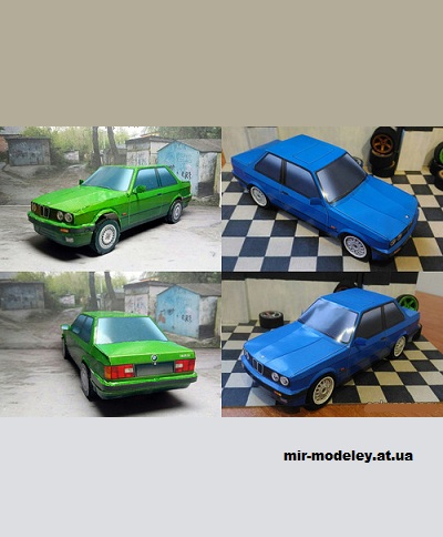 №14183 - BMW 325i e30 купе - 12 вариантов цвета кузова (Paper Car Tuning) из бумаги