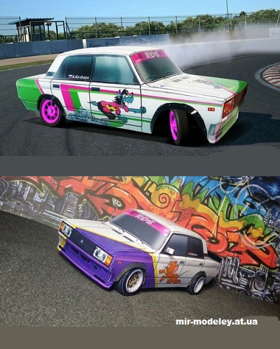 №14111 - ВАЗ-2105 тюнинг (7 цветов корпуса и 17 ливрей) (Алексей Киржаев и Денис Махнёв) из бумаги