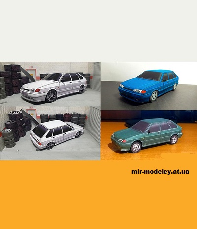 №14136 - ВАЗ-2114 - 11 вариантов цвета корпуса (Денис Моховцов и Алексей Киржаев) из бумаги