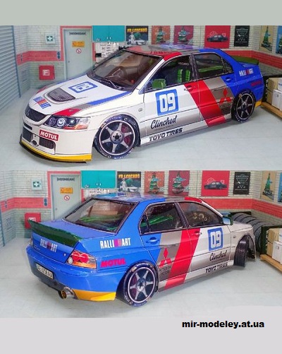 №14214 - Mitsubishi Lancer Evolution 9 в ливрее Rallyart (Paper Car Tuning) из бумаги