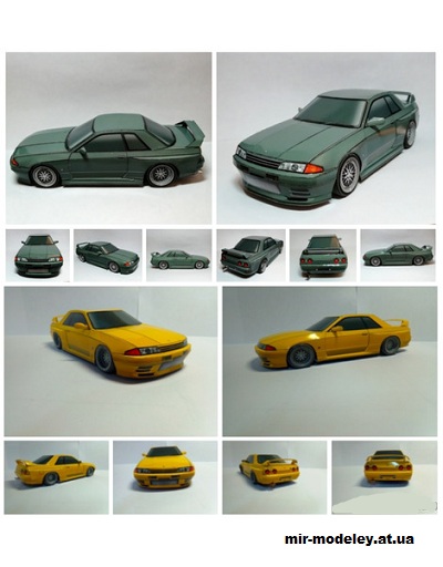№14223 - NISSAN Skyline R32 GT-R 1989 - 9 цветов корпуса (Перекрас модели от PACAROOM) из бумаги