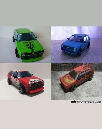 №14233 - Volkswagen Golf Mk2 tuning (Paper Car Tuning) из бумаги