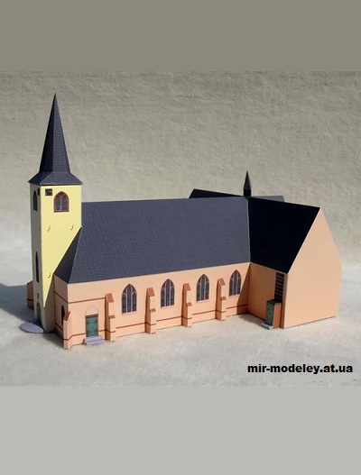 №1499 - Церковь Святого Лаврентия / Kirche St. Laurentius (Mondorfer Bastelbogen) из бумаги