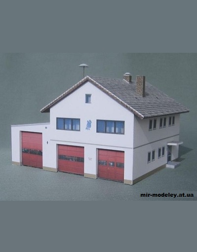 №1435 - Пожарное депо в Мондорфе / Feuerwache Mondorf (Mondorfer Bastelbogen) из бумаги
