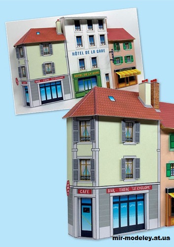 №14350 - Кафе «Циклоп» / Сafé-tabac Le Cyclope (Cles pour le train miniature 08) из бумаги