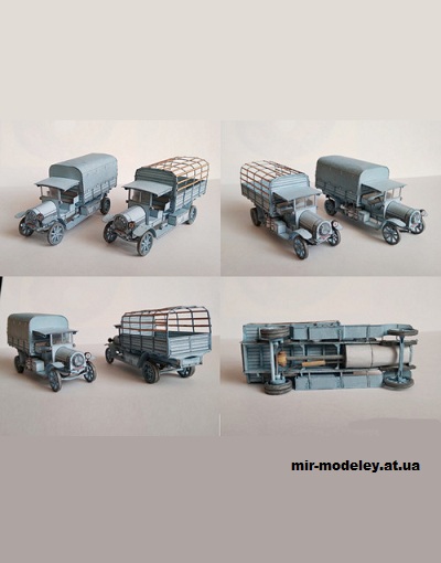 №14320 - Французский грузовик De Dion Bouton type FR (крапива) из бумаги