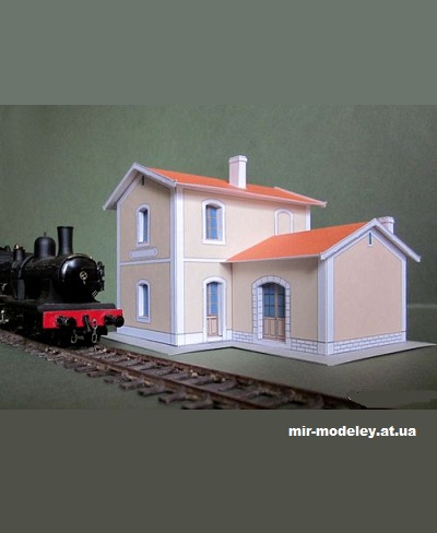 №14344 - Жд станция / Une halte qui sent bon la noisette (Cles pour le train miniature 02) из бумаги