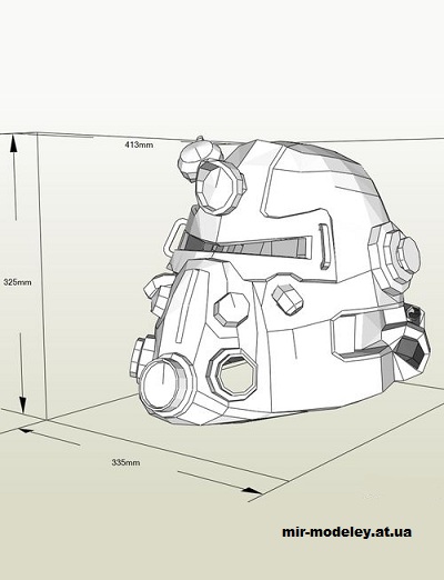 №14590 - Силовой шлем T-51B (Fallout) из бумаги