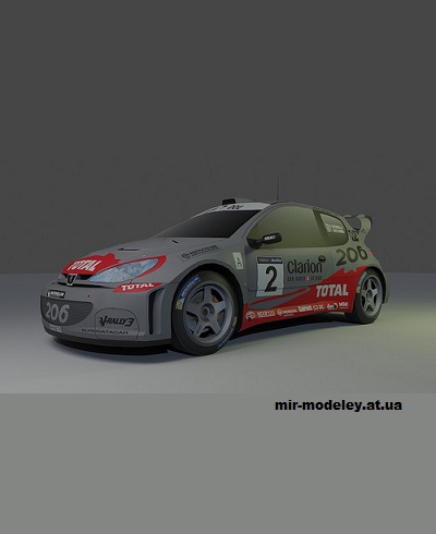 №14568 - Peugeot 206 WRC 2003 Marcus Gronholm (SeyforeG Papercraft) из бумаги
