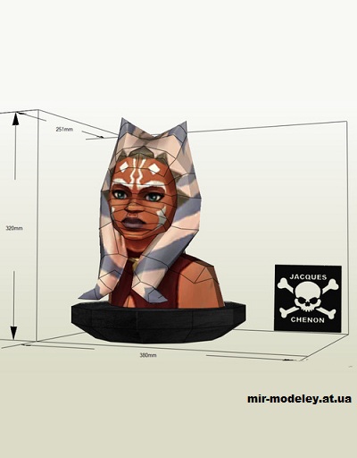 №14748 - Бюст Асоки Тано / Ahsoka Tano bust (Jacques Chenon) из бумаги