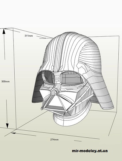 №14702 - Шлем Дарта Вейдера / Darth Vader helmet (Star Wars - AromiS) из бумаги