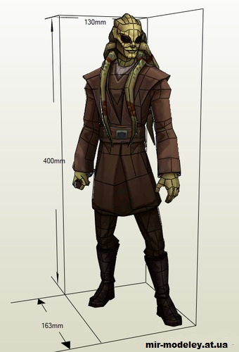 №14753 - Star Wars - Kit Fisto (Robert Csipkes) из бумаги