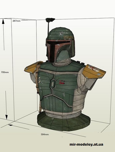 №14731 - Бюст Бобы Фетта / Boba Fett Bust (Звёздные войны / Star Wars) из бумаги