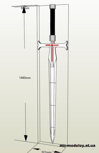 №14806 - Меч Хитклифа / Heathcliff Sword (Sword Art Online) из бумаги