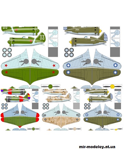 №14990 - Контурные модели самолетов - 34 штуки (Oles MARFICHICHEWSKY) из бумаги