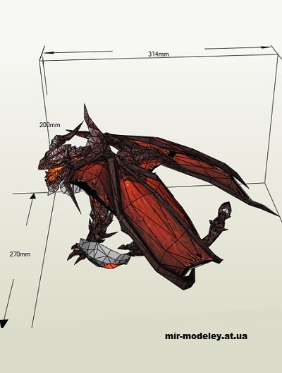 №14947 - Смертокрыл Разрушитель / Deathwing the Destroyer (World of Warcraft) из бумаги