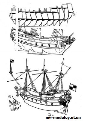 №15170 - Малый фрегат «Орел» (Переработка модели от Печатого двора) из бумаги