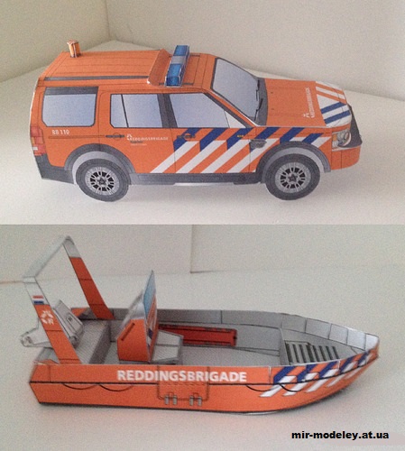 №15134 - Техника спасателей: катер и внедорожник из бумаги