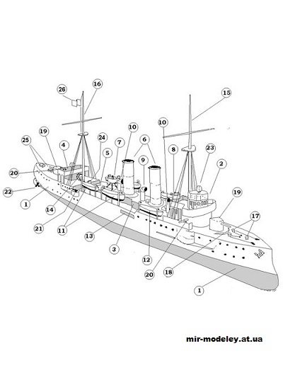 №15160 - Крейсер «Уругвай» / Uruguay из бумаги
