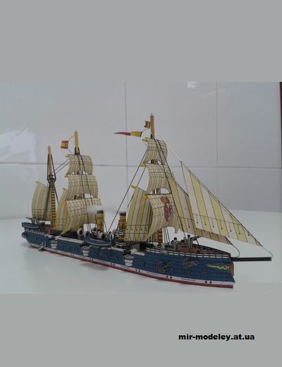 №15154 - Crucero Reina Mercedes (Los barcos de papel 1887) из бумаги