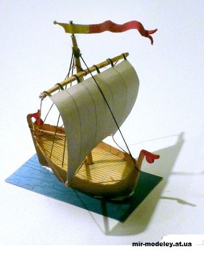 №15227 - Парусник по рисунку на стене церкви Fide / Fideskeppet из бумаги