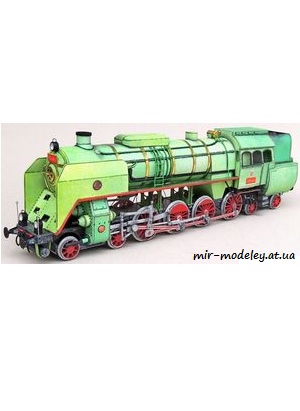 №1526 - Parni lokomotiv skoda 1935 rada 475.0 [ABC 1982-06] из бумаги