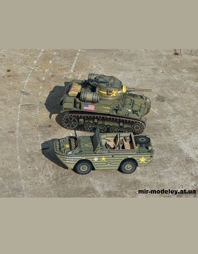 №15415 - Light tank M3A1 Stuart & Ford GPA Amphibious Jeep/Seep (R & P Models) из бумаги