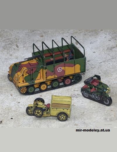 №15429 - Type 1 Ho-Ki, Rikuo Type 97 motorcycle, Type 1 Kurogane tricycle (R & P Models) из бумаги