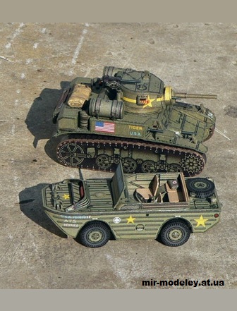 №15413 - Light tank M3A1 Stuart & Ford GPA Amphibious Jeep/Seep (R & P Models) из бумаги