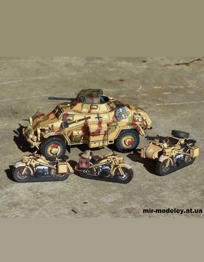 №15422 - Sd.Kfz. 222 Ausf. B & Zündapp KS750 (R & P Models) из бумаги