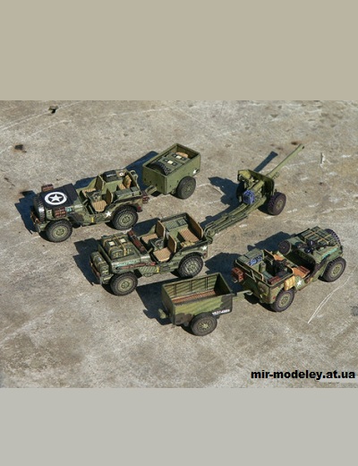№15410 - Jeep Willys MB & Ordnance QF 6pdr Anti-Tank Gun (Airborne) из бумаги