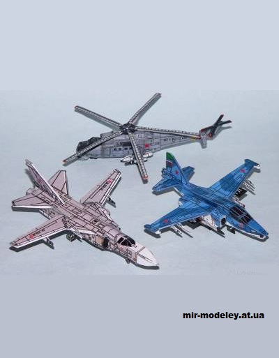 №15433 - ВВС России (Ми-35М, Су-39, Су-24) / Russian Air Force Set 2.0 (R & P Models) из бумаги