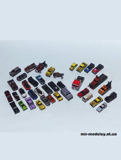 №15469 - Набор гражданской техники из к/ф Восстание зверей, Хоббс и Шоу, Бамблби, F9, Перекресток, Шпионские гонки (R & P Models) из бумаги